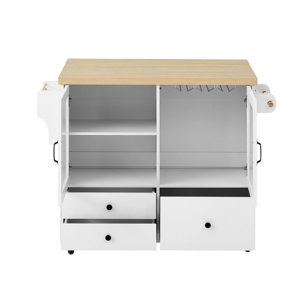 ?lot di cucina mobile con ruote e tavolo allungabile - Xylo - Portabottiglie e spazio di archiviazione, ideale per cucina e sala da pranzo (bianco)