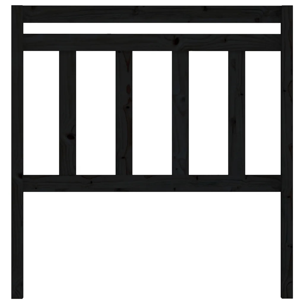 Testiera per Letto Nera 106x4x100 cm in Legno Massello di Pino 814083