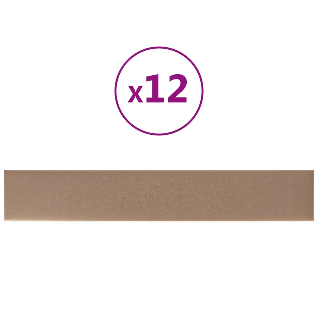 Testiera da Parete 12 pcs Cappuccino 90 x 15 cm Tessuto