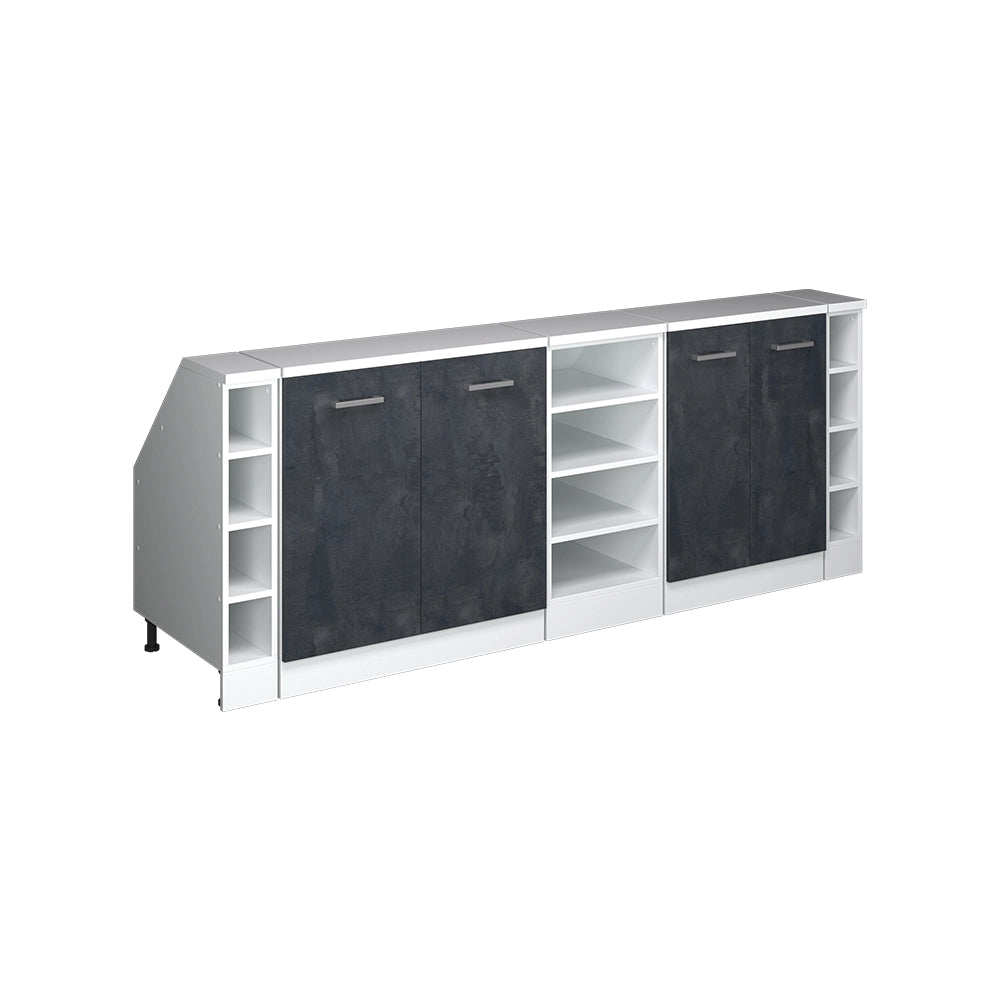Set di mobili sottotetto Rion Calce nera/Bianco 210 cm Set di 5 carcasse armadio profondità 60 cm Vicco