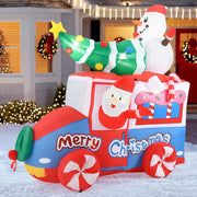 Decorazioni Natalizie, Babbo Natale Gonfiabile in Auto 177 CM, con Pupazzo di Neve, Albero di Natale, Luce LED Incorporata, Addobbi Natalizi per Esterno Interno per Casa, Giardino, Cortile