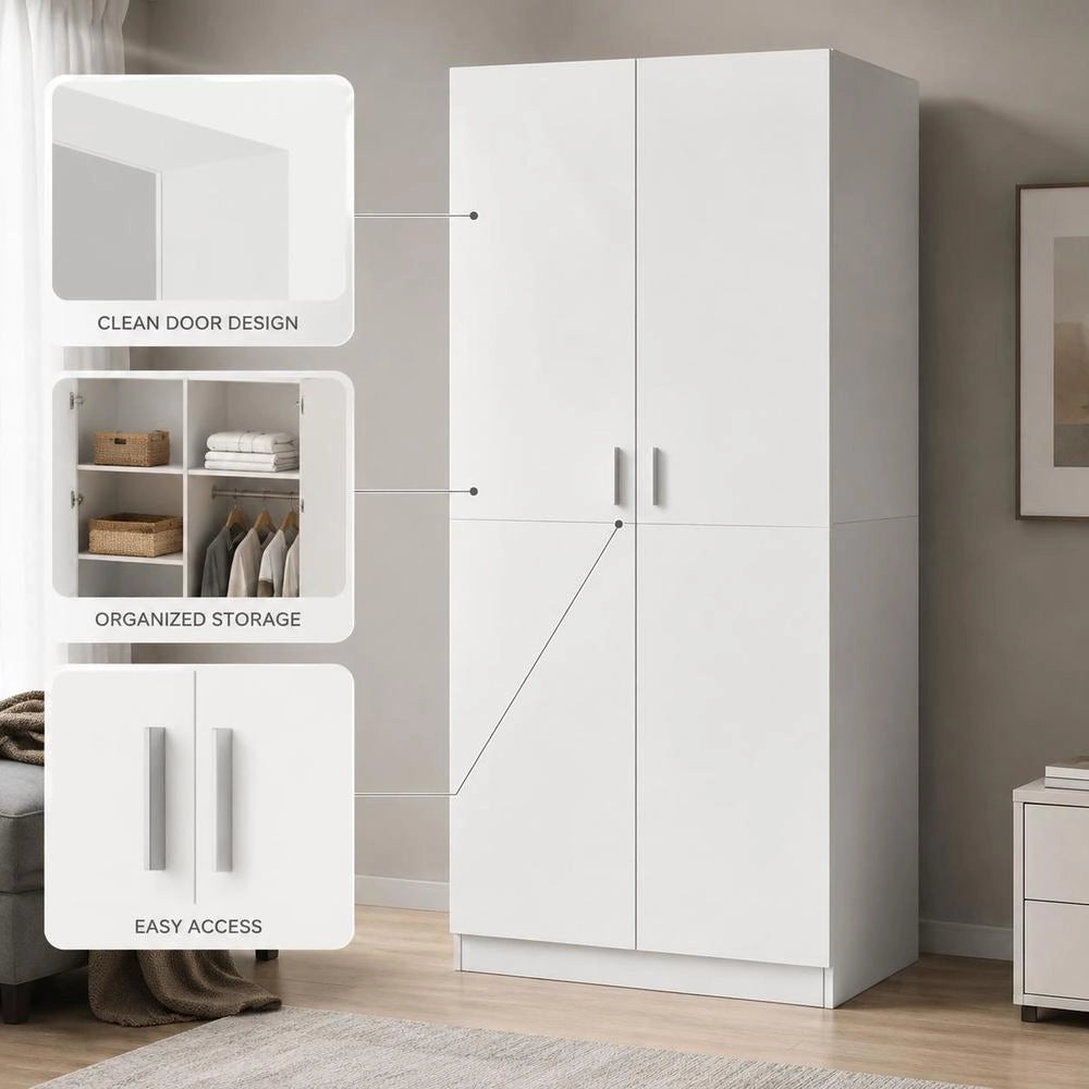 Wardrobe White 80x52x180 Cm Wood-based Material