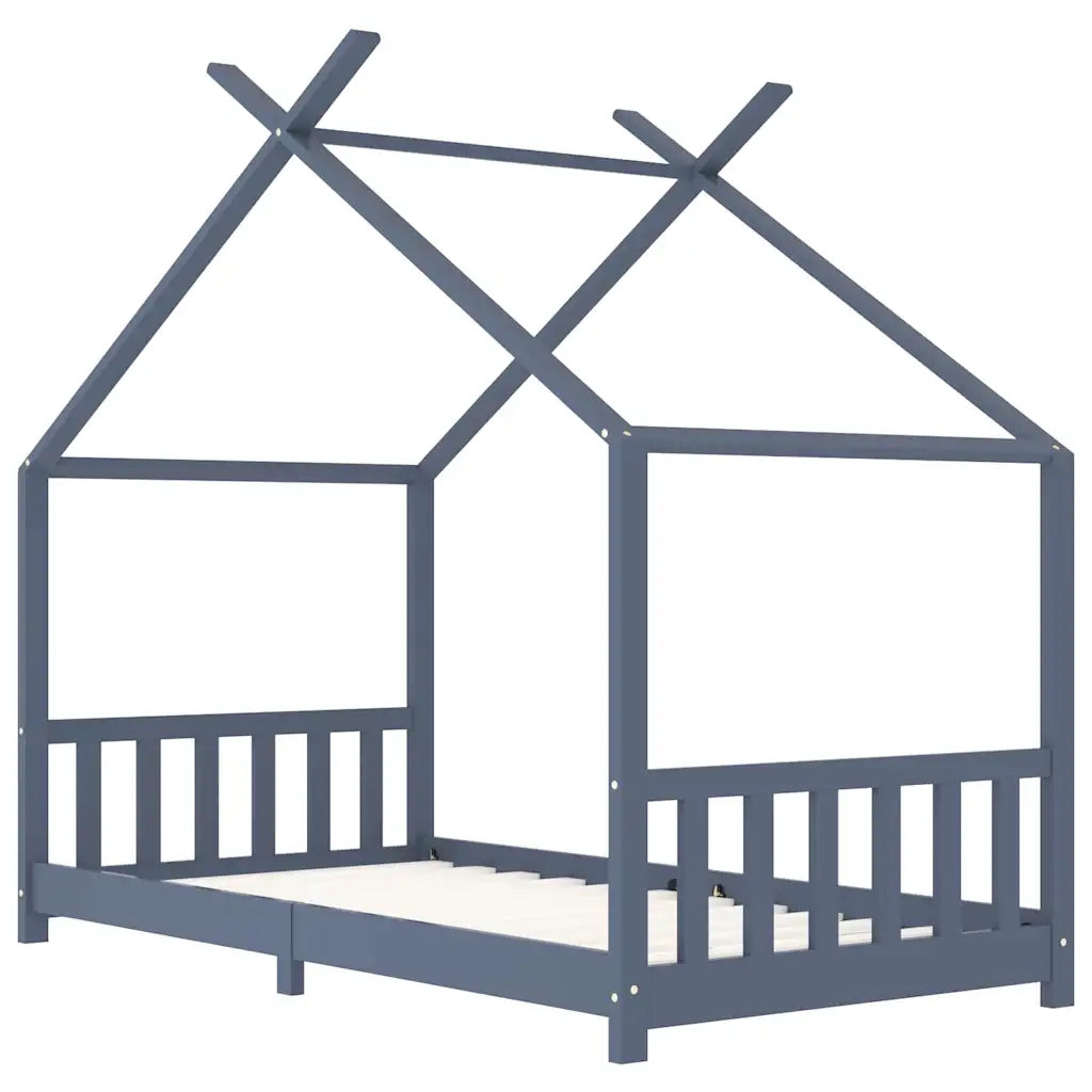 Giroletto per Bambini | Letto Infantile | Lettino Grigio in Massello di Pino 90x200 cm