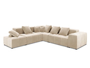Cosmopolitan Design - Divano angolare modulare reversibile "Rome" 7 posti in velluto beige 
