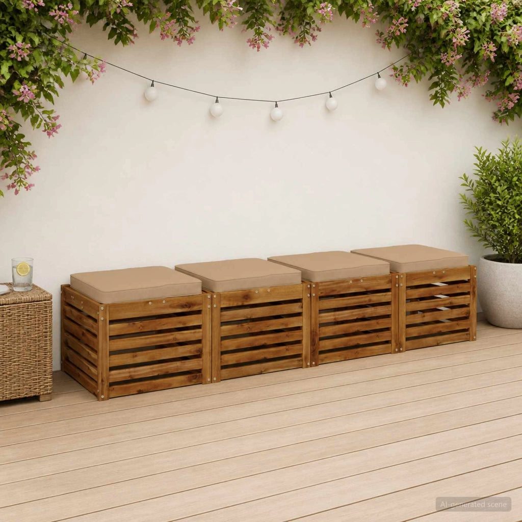 Cuscini per Sedia in 4 Pezzi VUGHT 4 pz 100% Poliestere Sabbia 946271