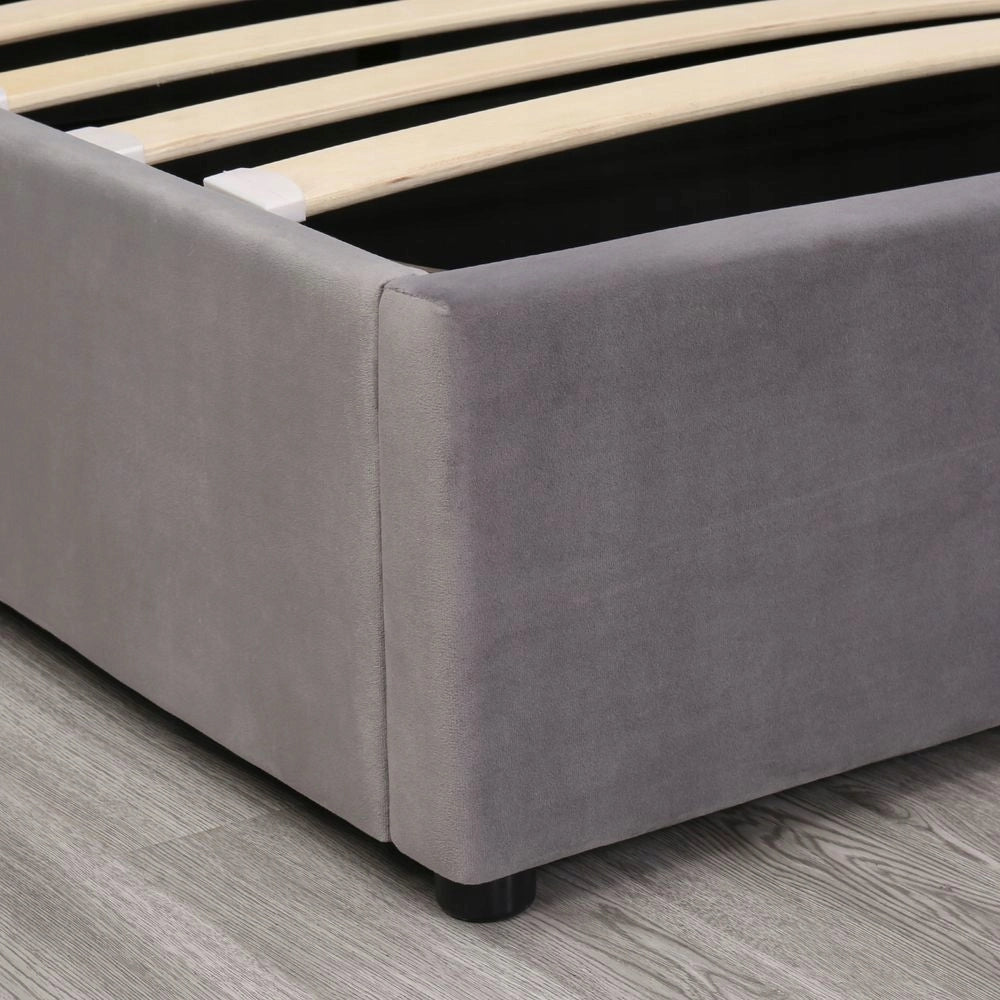 Letto singolo 140x190cm - Xylo - Velluto idraulico grigio
