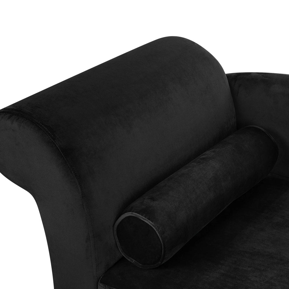 Chaise longue Rivestimento in velluto Nero con contenitore a versione sinistra con supporto