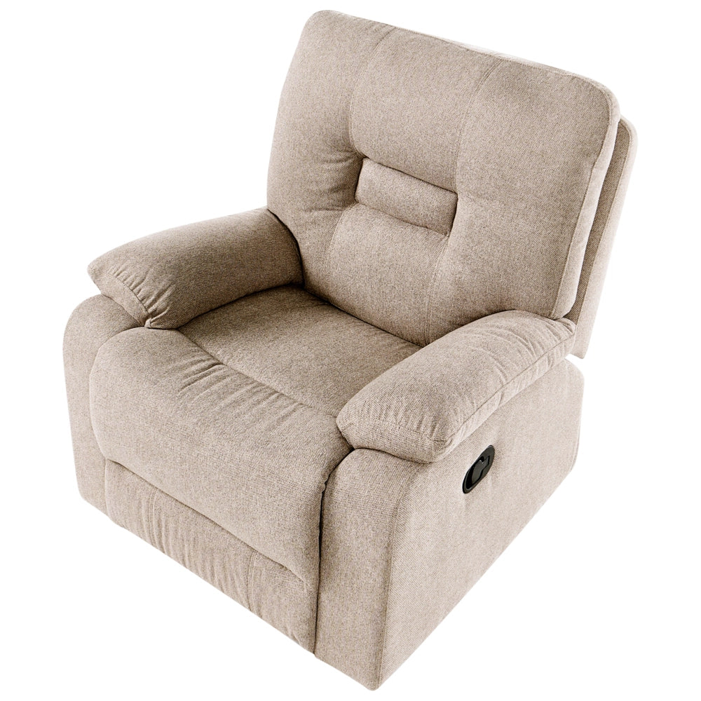 Poltrona reclinabile in tessuto beige Push-Back Schienale e poggiapiedi regolabili manualmente