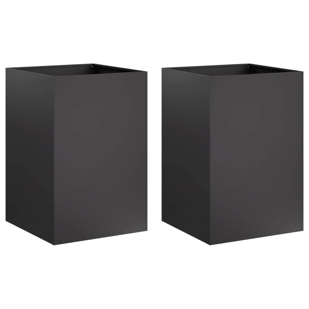 Vaso da giardino 2 pz Nero 40 x 40 x 75 cm 8005373