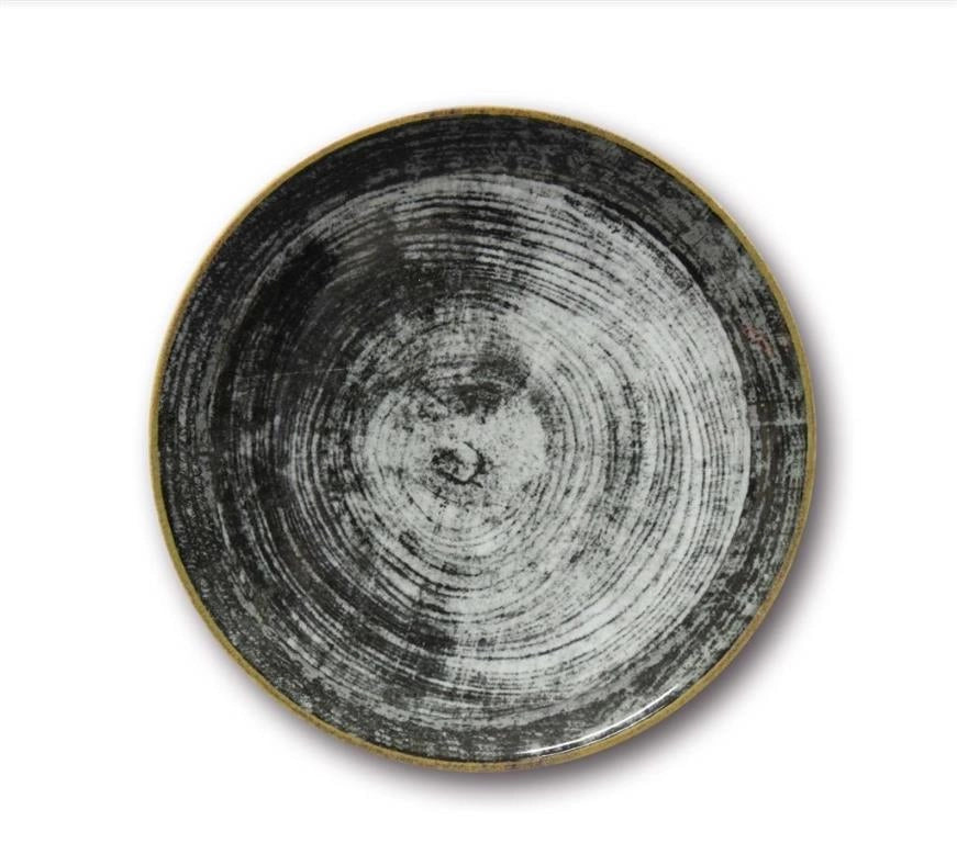 Set 6 Piatti Piani da Tavola in Porcellana Napoli Black Round 26 cm