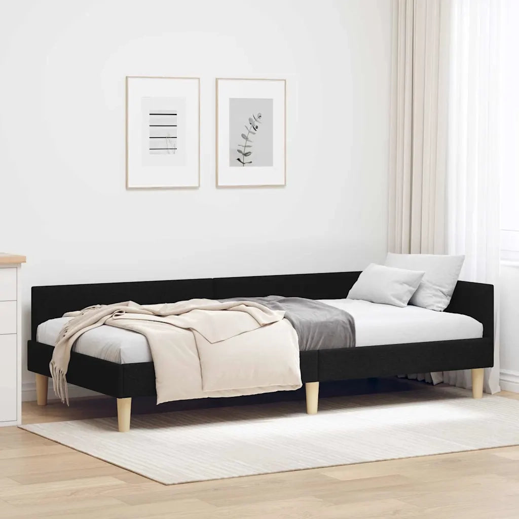 vidaXL Struttura Letto Angolare Altro con testiera Nero 90 x 190 cm