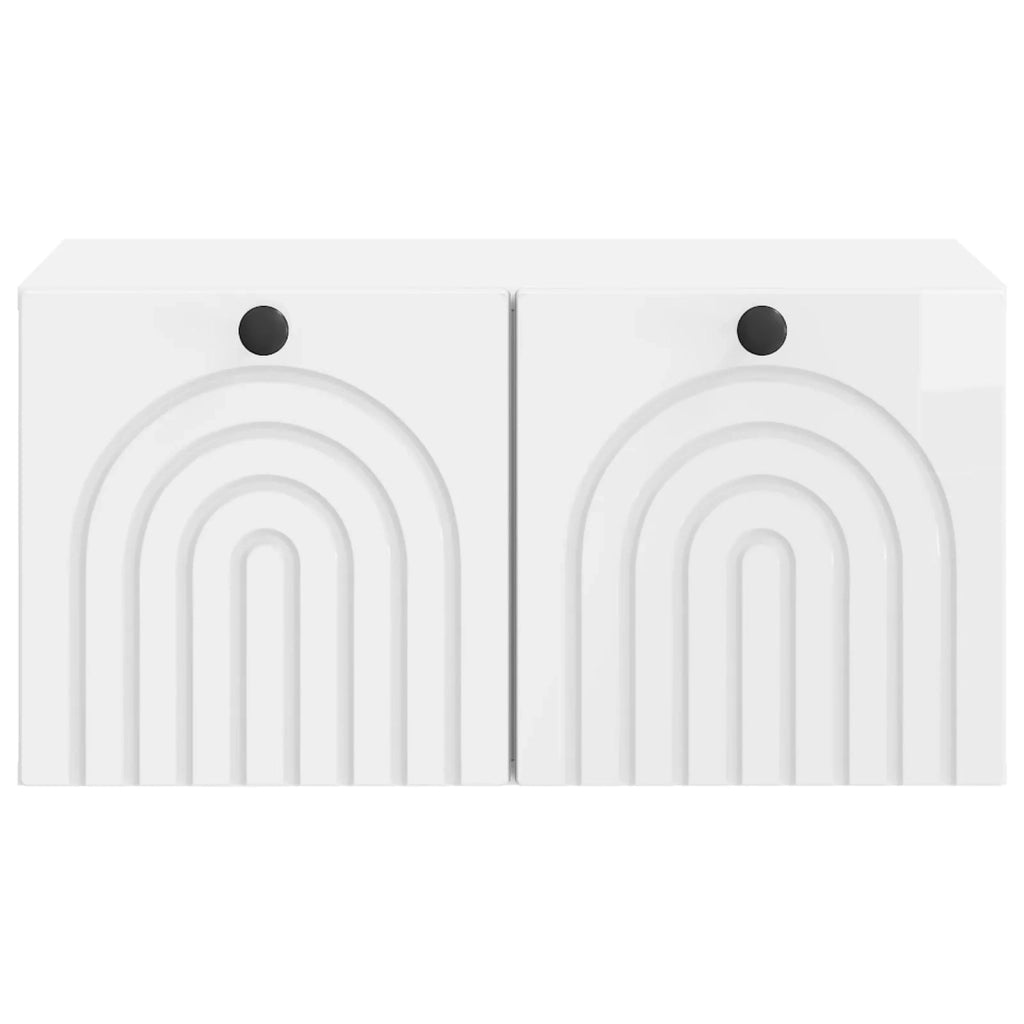 Mobile Porta TV da Muro Bianco Lucido 59,5 x 41 x 30 cm 898169