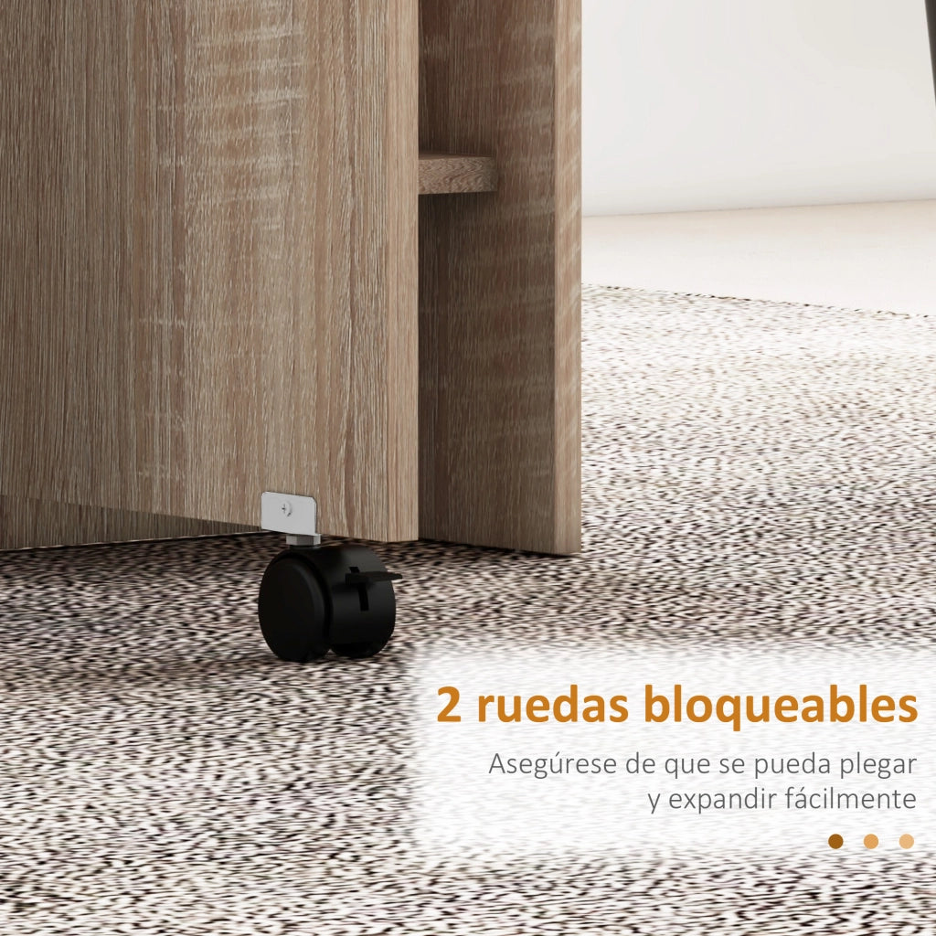Tavolo pieghevole con ripiani ¨C zephmum ¨C legno naturale 75x140x74