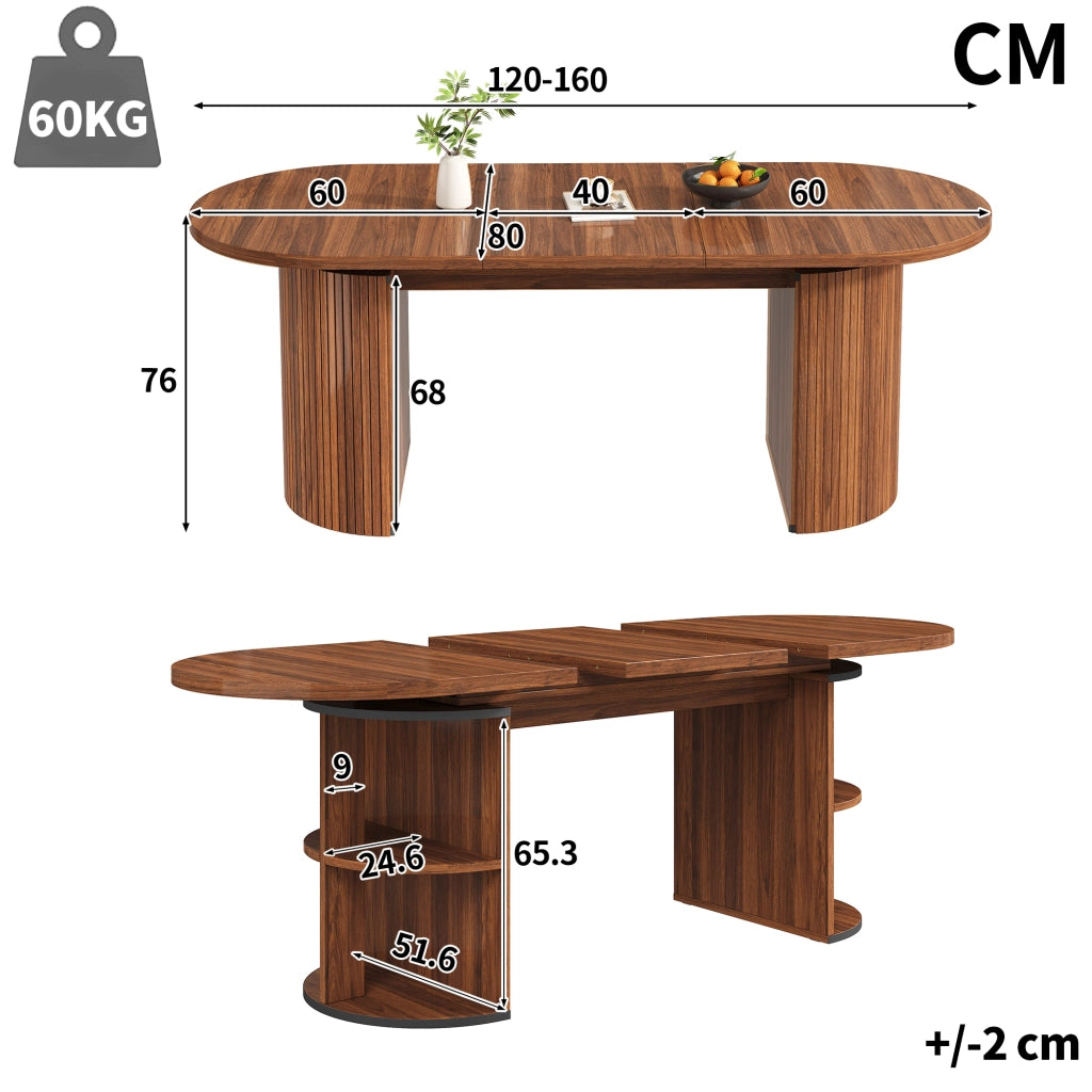 Tavolo da Pranzo Allungabile con Vano Contenitore ¨C MINIMAL ¨C MDF, Marrone Scuro, Salvaspazio