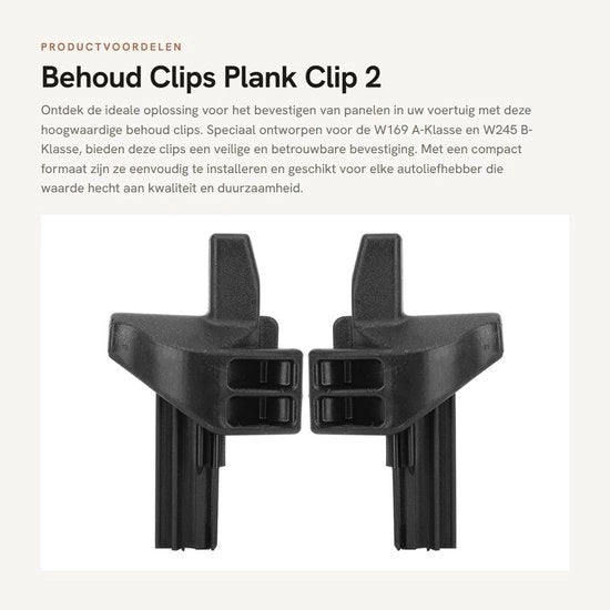 Clip per tavola - 2 pezzi - Nero - Compatibile con W169 A-Klasse/W245 B-Klasse - Codice OE: A16969302849051