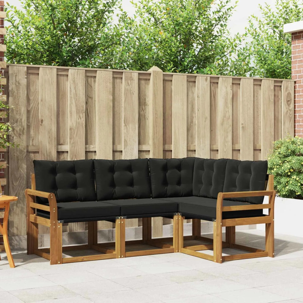Set di divani da esterno con cuscino 4 pcs Naturale e Nero 3368619
