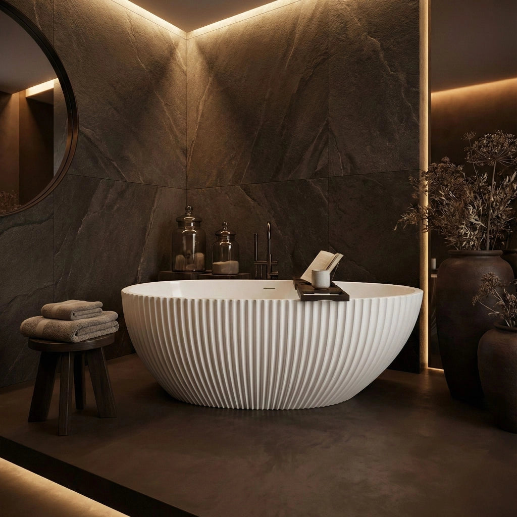 Vasca Da Bagno Freestanding In Acrilico Carmen 170 Copritappo bianco