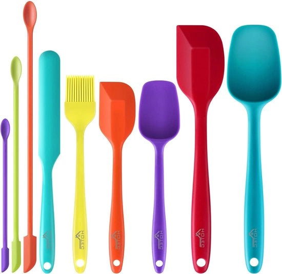 Set di spatole in silicone - 9 pezzi accessori da cucina per cottura e cucina - resistente al calore e non aderente - resistente al lavastoviglie