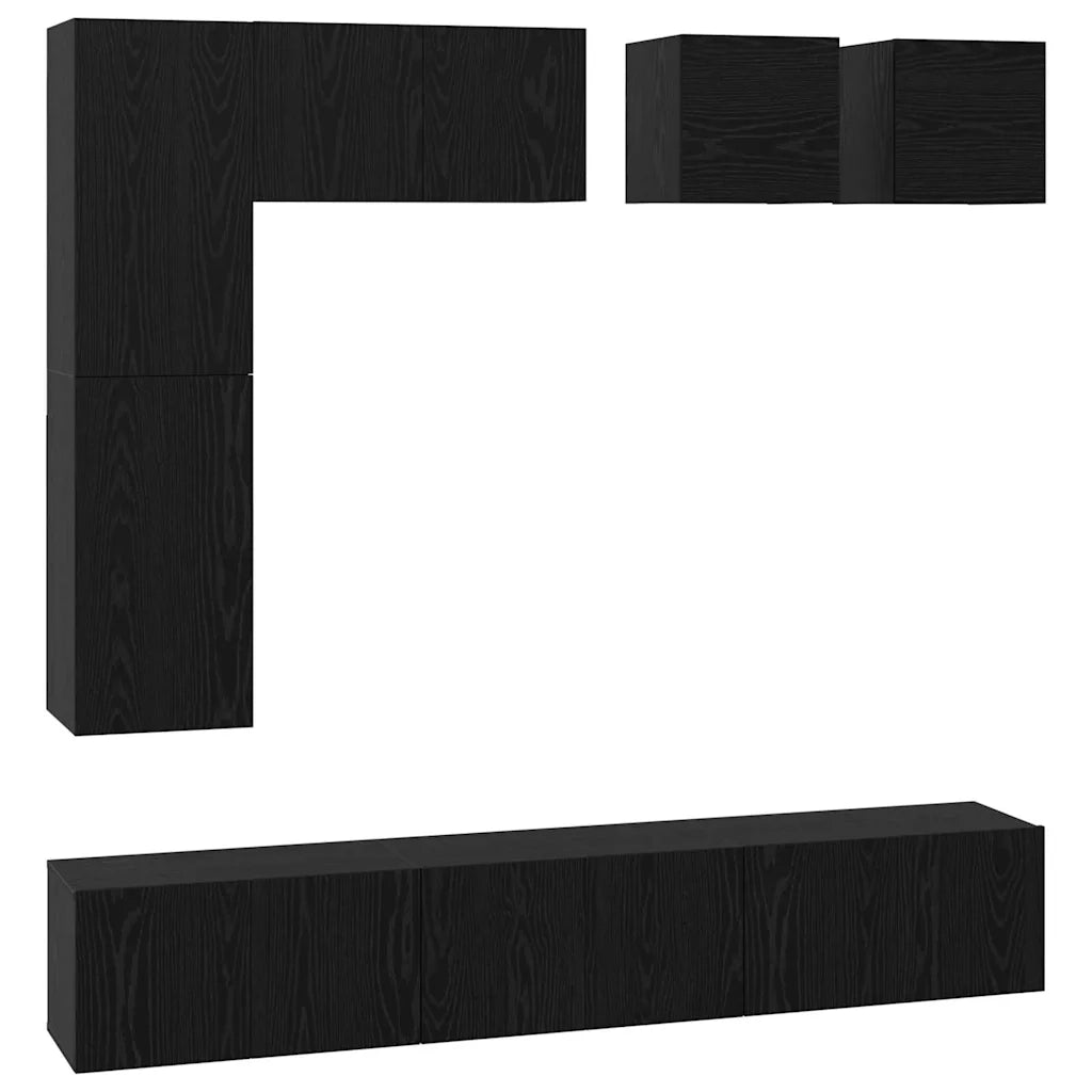 Set mobile TV 8 pcs Rovere Nero Legno multistrato 3393280