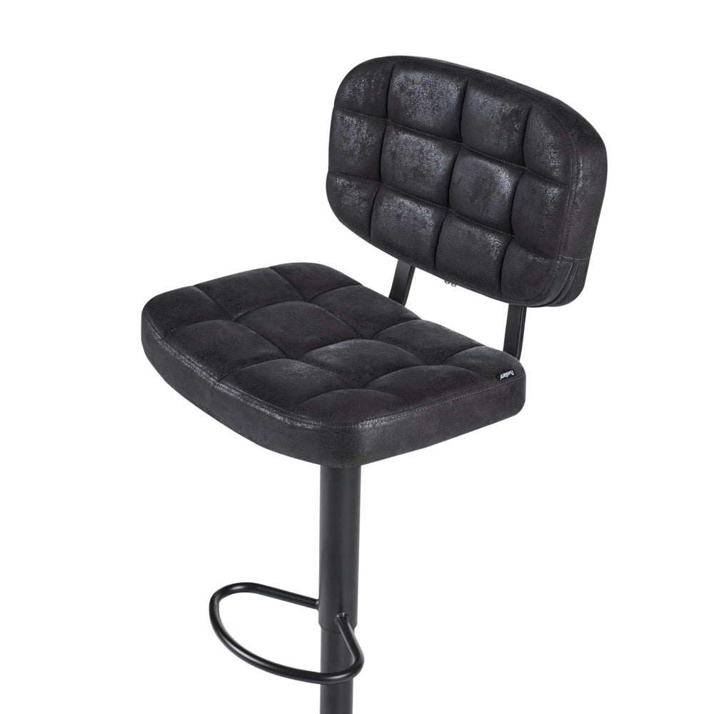 Set di 2 sgabelli da bar girevoli regolabili in altezza rivestiti in ecopelle scamosciata nera stile retrò