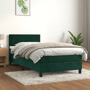 Giroletto a Molle con Materasso-Struttura Letto Verde Scuro 90x200 cm Velluto 599415