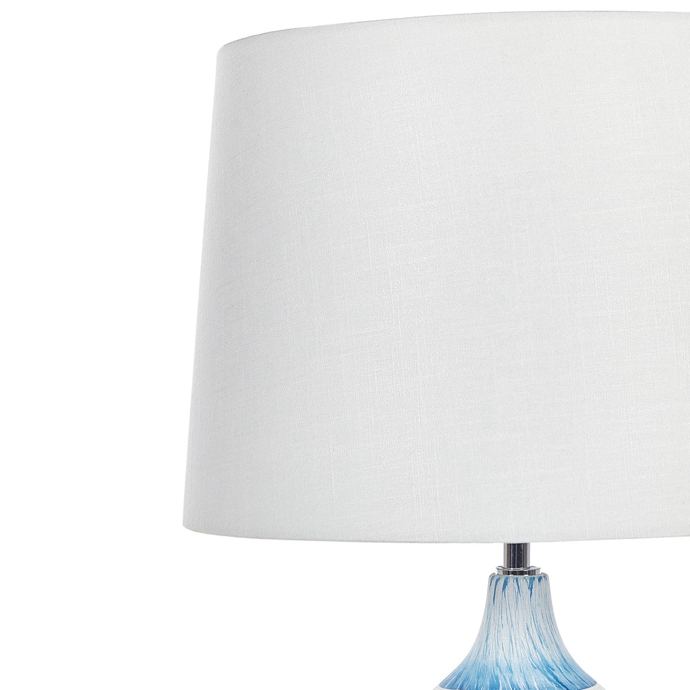Lampada da tavolo Base in ceramica blu 66 cm Paralume in tessuto bianco Lampada da comodino classica