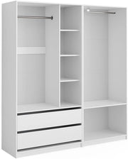 Armadio Elmo, Bianco, 180 x 200 cm Set di 2, per una conservazione flessibile di diversi capi di abbigliamento