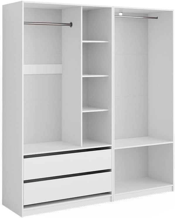 Armadio Elmo, Bianco, 180 x 200 cm Set di 2, per una conservazione flessibile di diversi capi di abbigliamento