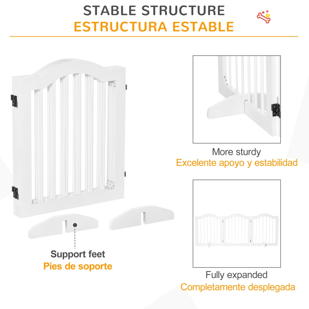 Cancelletto di Sicurezza Pieghevole per Cani Piccoli ¨C Xylo ¨C 3 Pannelli 154,5x29,5x61 cm Bianco