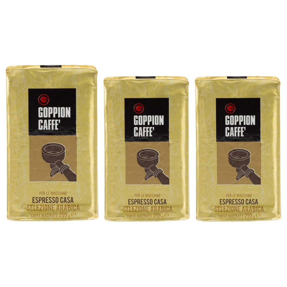 Goppion qualita oro caffe selezione arabica macinato 3 confezioni da 250 grammi