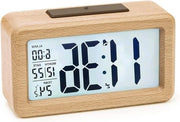 Alarme Digitale Orologio da Letto in Legno - Display LCD Grande con Illuminazione di Sfondo - Funzione di Sogno - Sensore di Brillanza - 3 Batterie AAA - Batterie NON Inclusi