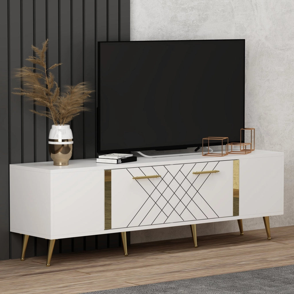 Porta TV in legno "Detas" - 150 x 35 x 48 cm - Oro