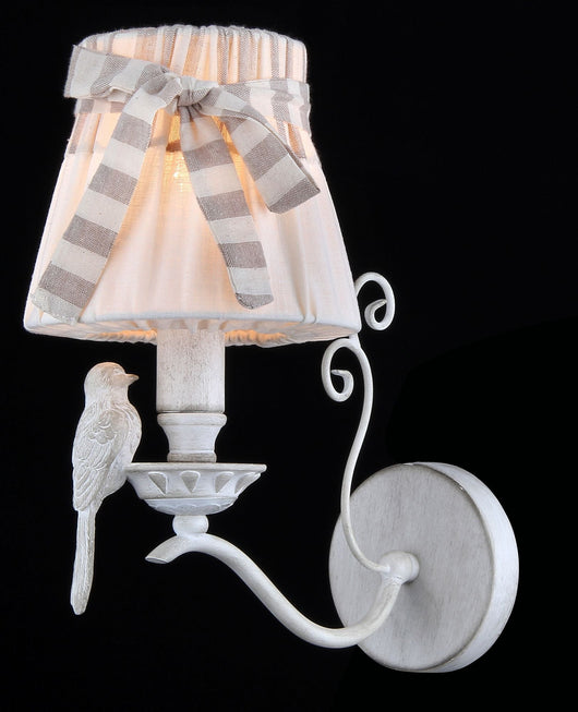 Lampada da parete Elegant in Metallo Bird Bianco Antique