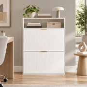 Scarpiera ULEVR 80x24x102,5 cm con 2 vani a ribalta e ripiano superiore, bianca