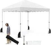 Gazebo Pop-up da Esterno 3 x 3 m, Gazebo Pieghevole con Borsa con Ruote, 8 Picchetti, 4 Ancore, 4 Corde Antivento, 4 Sacchi di Sabbia, Tendone Impermeabile per Eventi Commerciali (Bianco)
