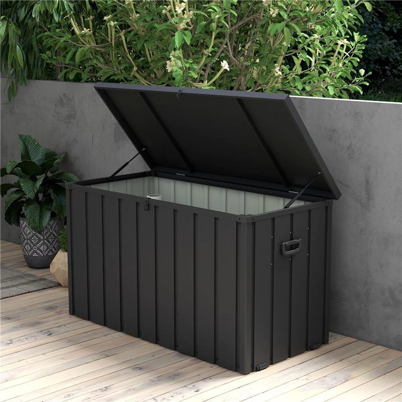 PANCA CONTENITORE DA 450L CON 2 ROTELLE E MANIGLIE IN ACCIAIO E PP 125.5X61.5X70 CM GRIGIO SCURO