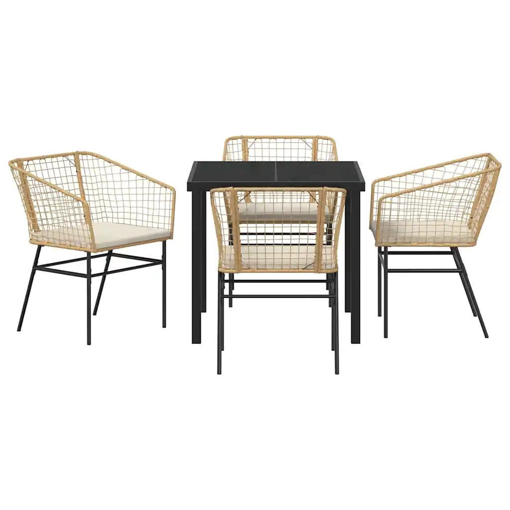 Set da Pranzo per Giardino 5 pcs Marrone polyrattan