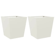 2 pz Fioriere | Cassetta per fiori | Vaso da Giardino Bianche 40x40x40 cm in Acciaio