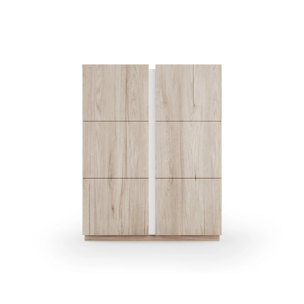 Scarpiera Herdasa effetto rovere chiaro, dettaglio bianco 122x95x35