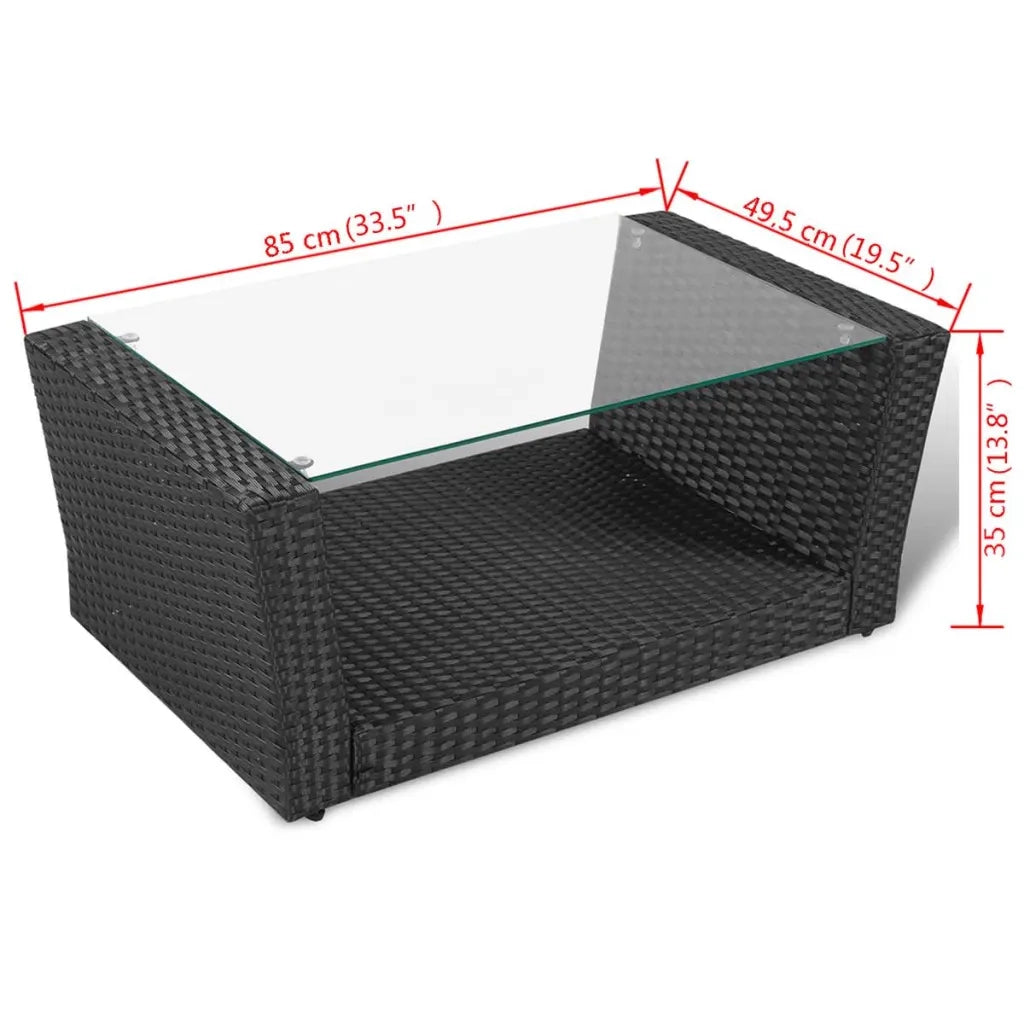 Set Divani da Giardino 4 pz con Cuscini in Polyrattan Nero cod mxl 32811