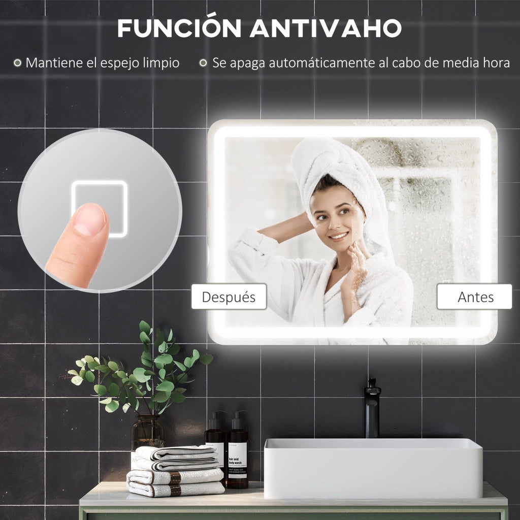 Specchio da Bagno con Luci LED ¨C zephmum ¨C Bianco 70x90 cm IP44