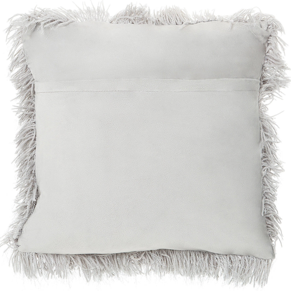 Set di 2 cuscini decorativi Fodera per cuscino in tessuto di poliestere grigio con inserto superficie pelosa 45 x 45 cm