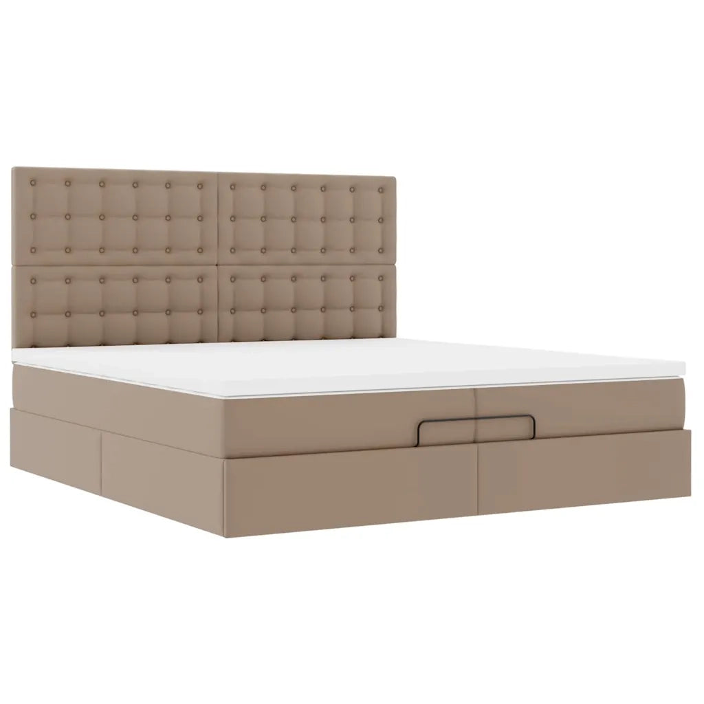 Struttura Letto Pouf con Materassi 200x200 cm Similpelle 3313025