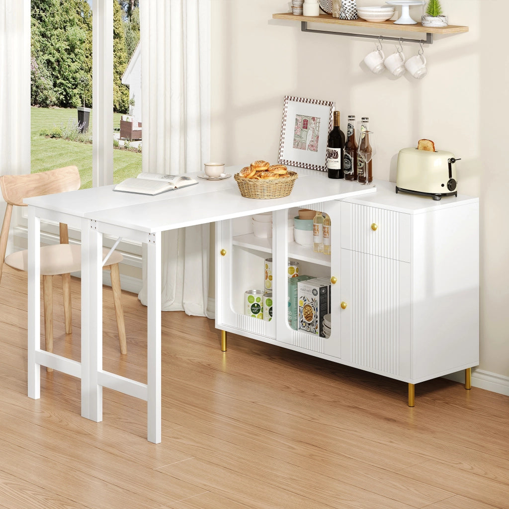 MADIA Allungabile 116x40 cm Bianco MDF con piano apribile