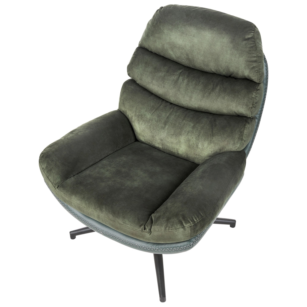 Poltrona girevole con poggiapiedi Velluto verde Base singola Seduta imbottita
