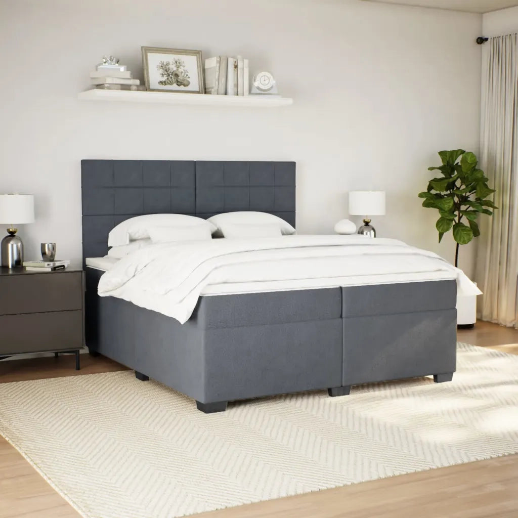 Giroletto a Molle con Materasso Grigio Scuro 200x200 cm Velluto