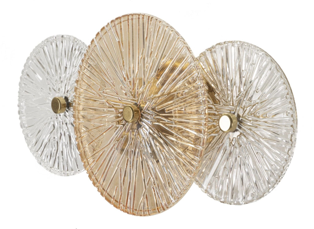 Lampada da Muro Osaka 42x8x20 cm in Ferro e Vetro Oro e Marrone e Trasparente