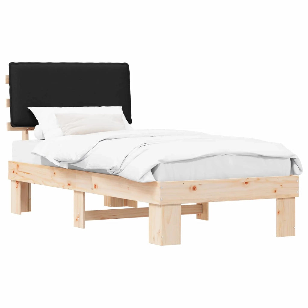 Letto con Testiera Rivestita Nero 100 x 200 cm Pino massello 877301