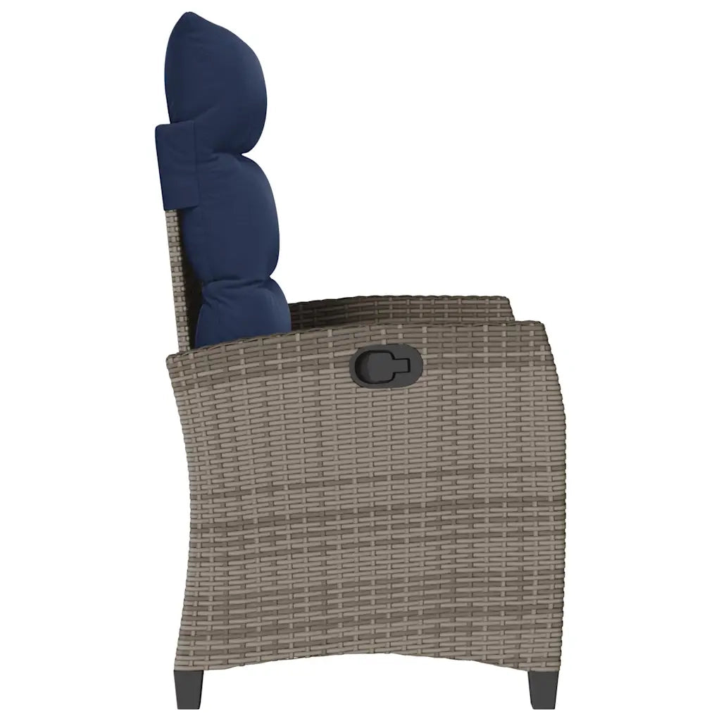 Sedia Reclinabile da Giardino | Sedie da Esterno con Tavolino Grigio Polyrattan