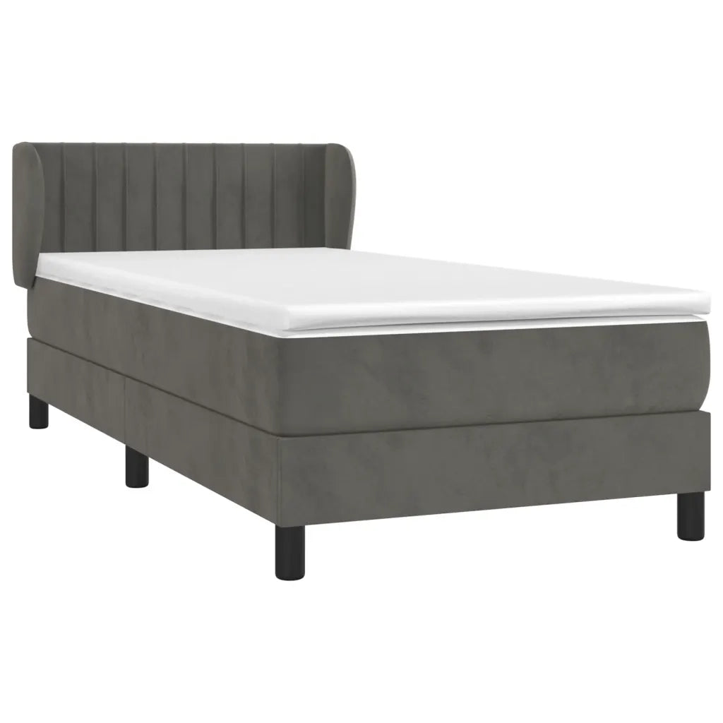 Giroletto a Molle con Materasso-Struttura Letto Grigio Scuro 90x190 cm Velluto 512522